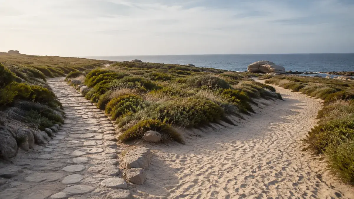 Two coastal paths suggesting different connectivity choices