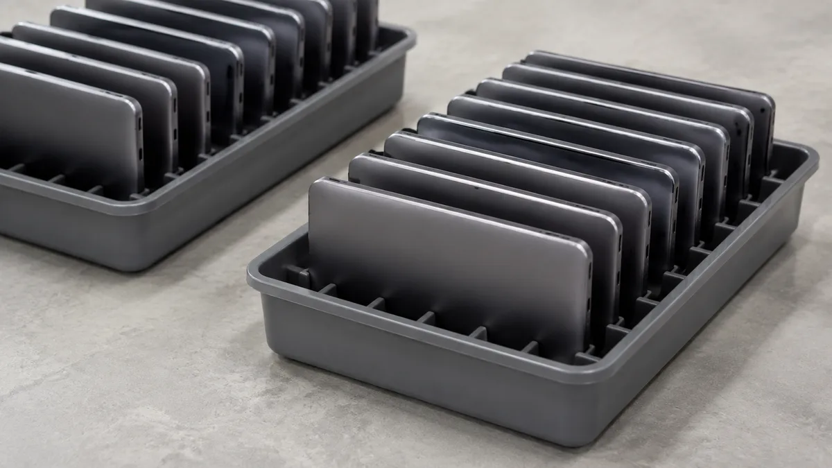 Organized device storage suggesting fleet management