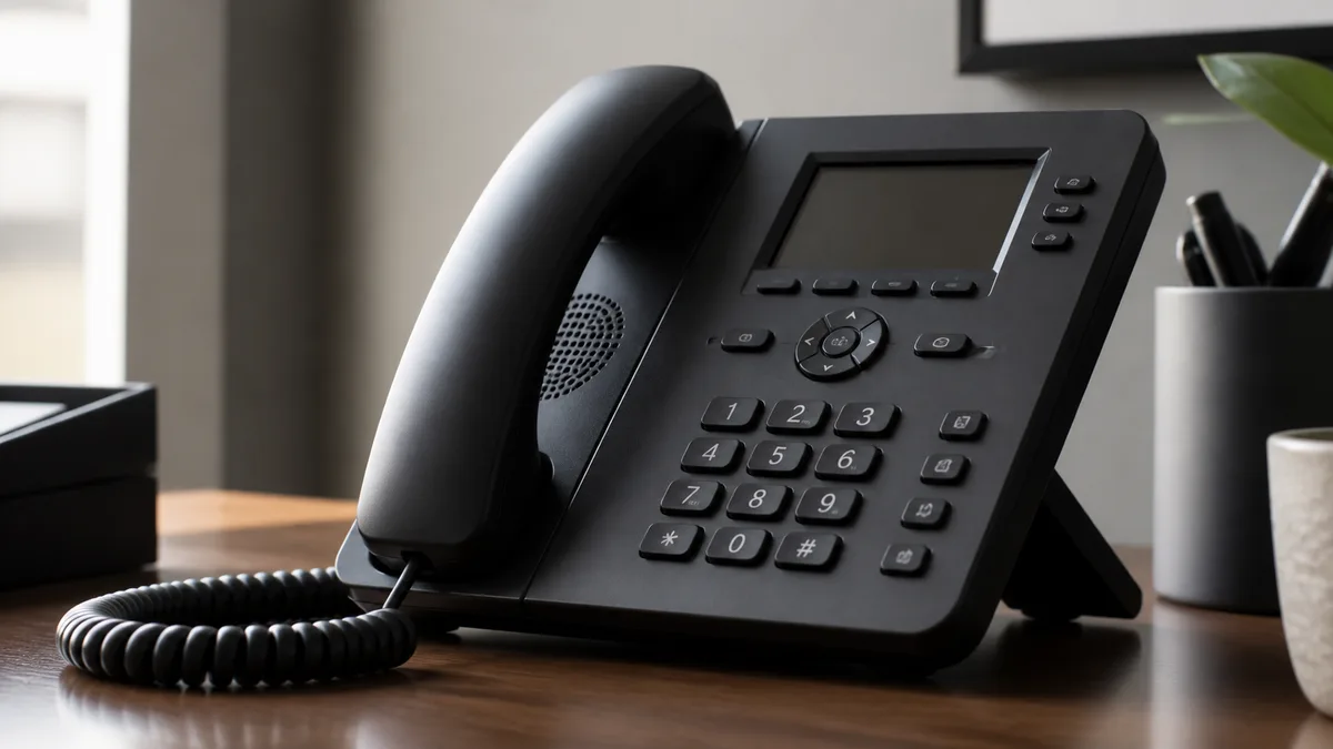Close detail of a business desk phone